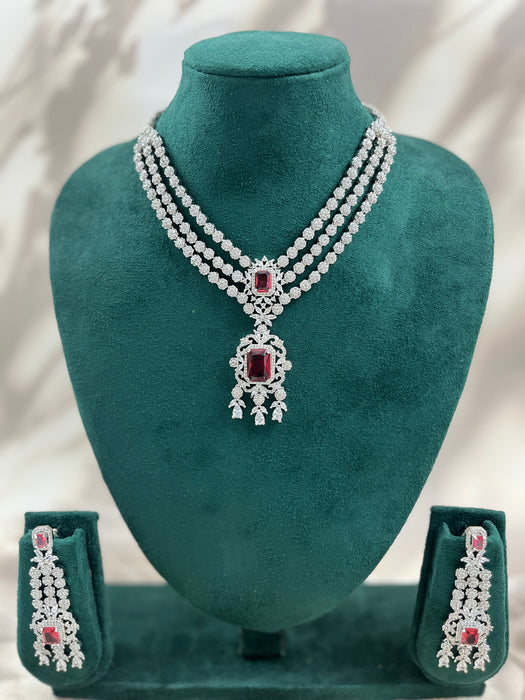 Aroopa Ruby Stone Layered Necklace Set