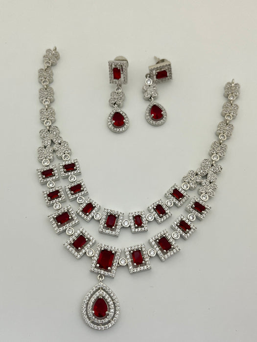 Aroopa CZ Statement Necklace Set for Weddings & Festive Wear