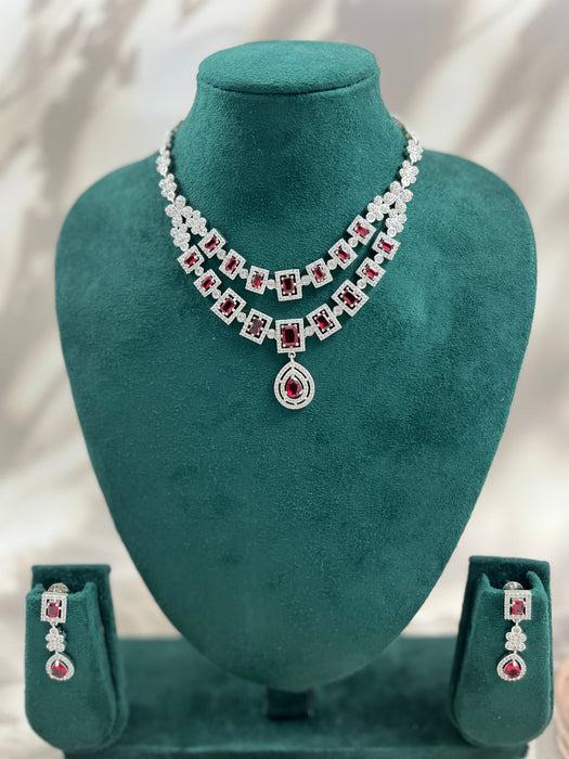 Aroopa CZ Statement Necklace Set for Weddings & Festive Wear