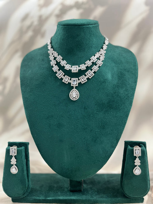 Aroopa CZ Statement Necklace Set for Weddings & Festive Wear