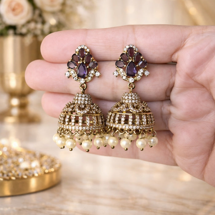 Aroopa Antique Gold Finish Jhumka