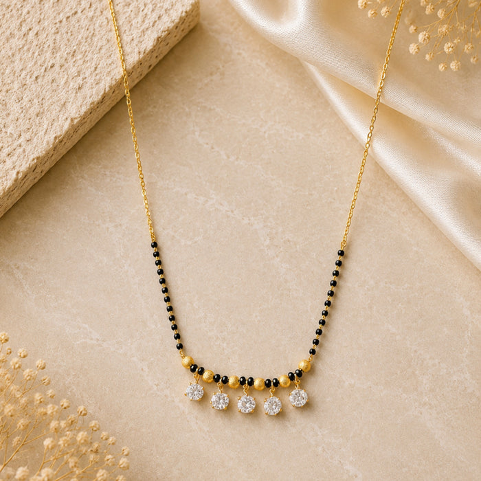 Aroopa Five Sparkle Charm Mangalsutra - Short