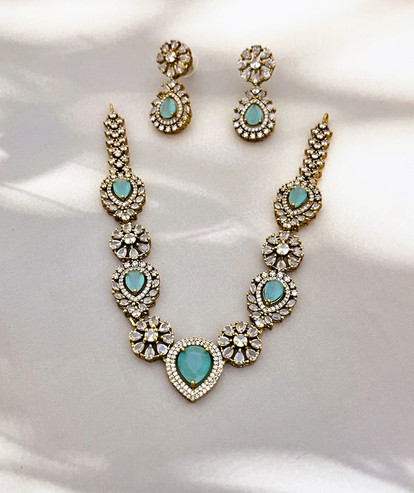 Aroopa Teardrop Stone Necklace & Earring Set