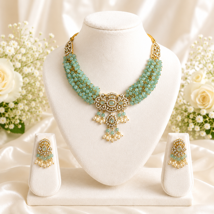 Aroopa Cluster Beads Kanthi Necklace Set