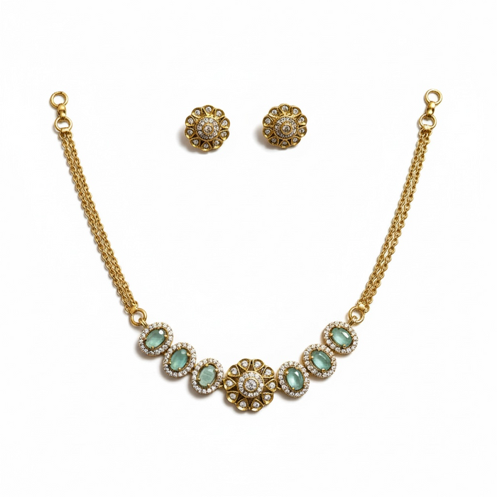 Aroopa Floral Stone Necklace Set