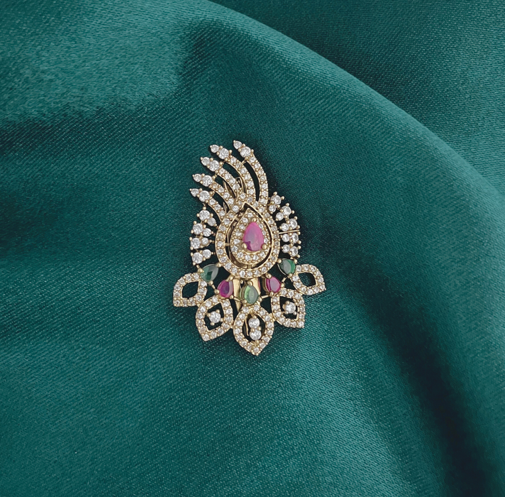 Aroopa Gold Finished AD studded Brooch