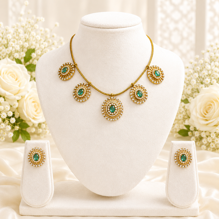 Aroopa Mint Coloured Naan Necklace Set