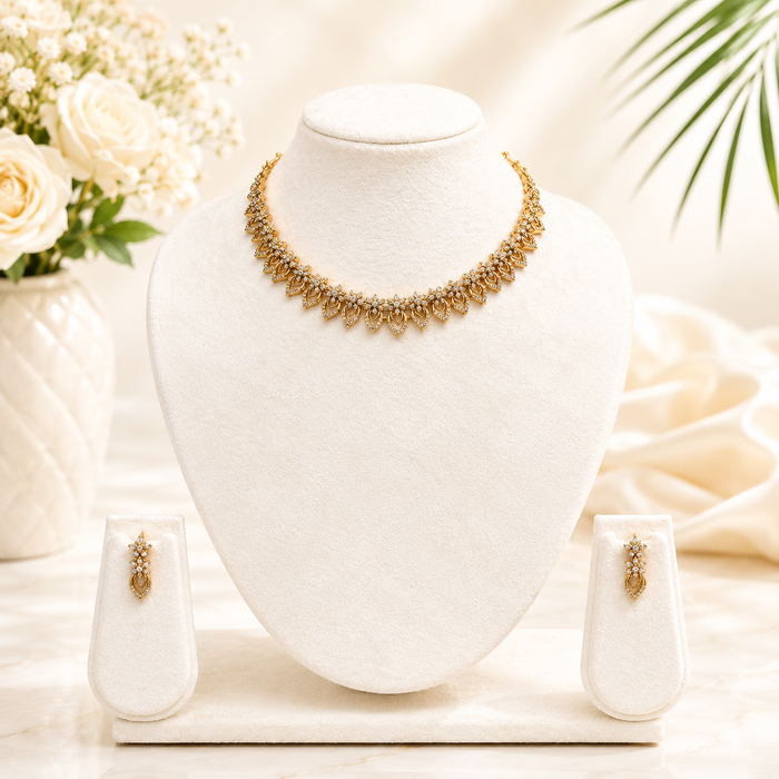 Aroopa Leaf inspired necklace set