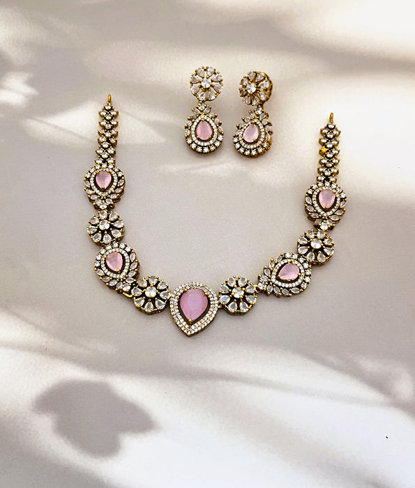 Aroopa Teardrop Stone Necklace & Earring Set