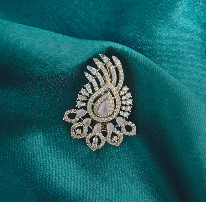 Aroopa Gold Finished AD studded Brooch