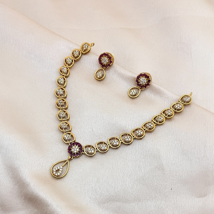 Aroopa Teardrop CZ Necklace Set