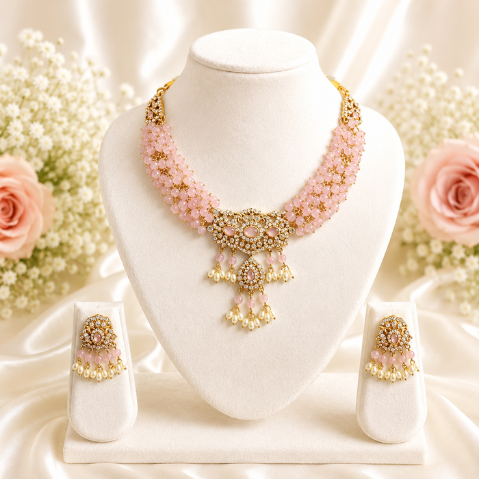 Aroopa Cluster Beads Kanthi Necklace Set