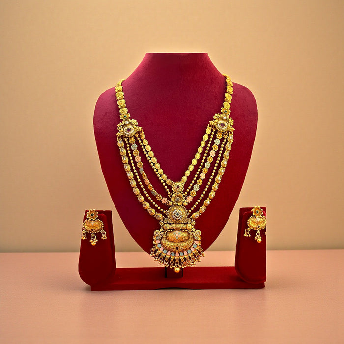 Aroopa Heritage Rani Har Necklace Set - Meena Design