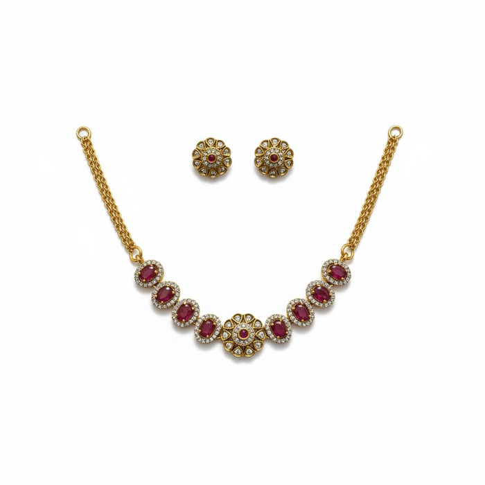 Aroopa Floral Stone Necklace Set