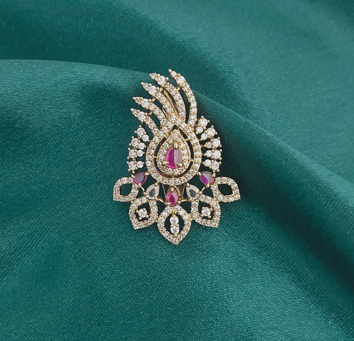 Aroopa Gold Finished AD studded Brooch