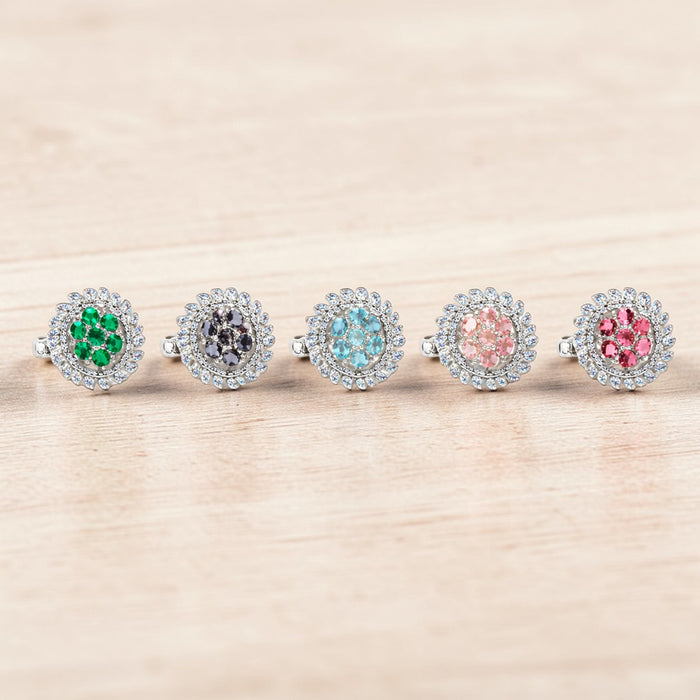 Aroopa Silver statement rings with colored crystals