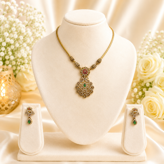Aroopa AD Peacock Necklace Set