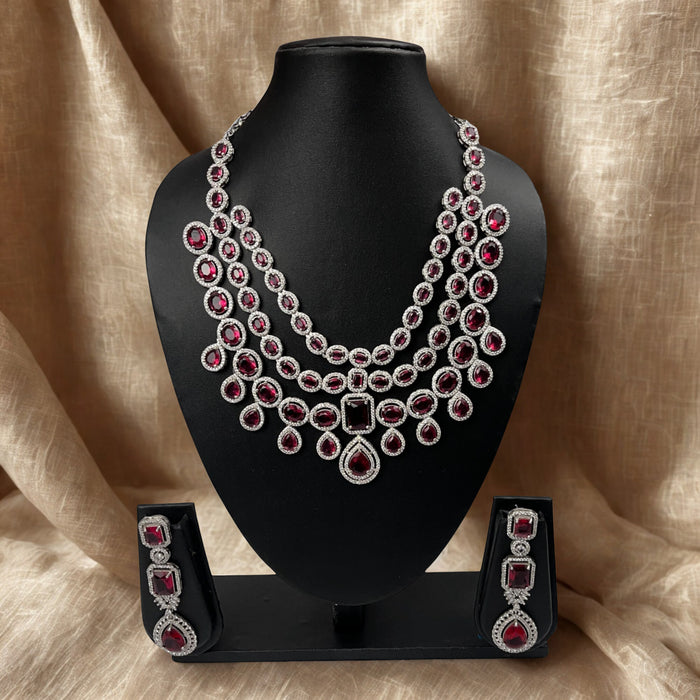 Aroopa Luxury Ruby Drop Bridal Necklace Set