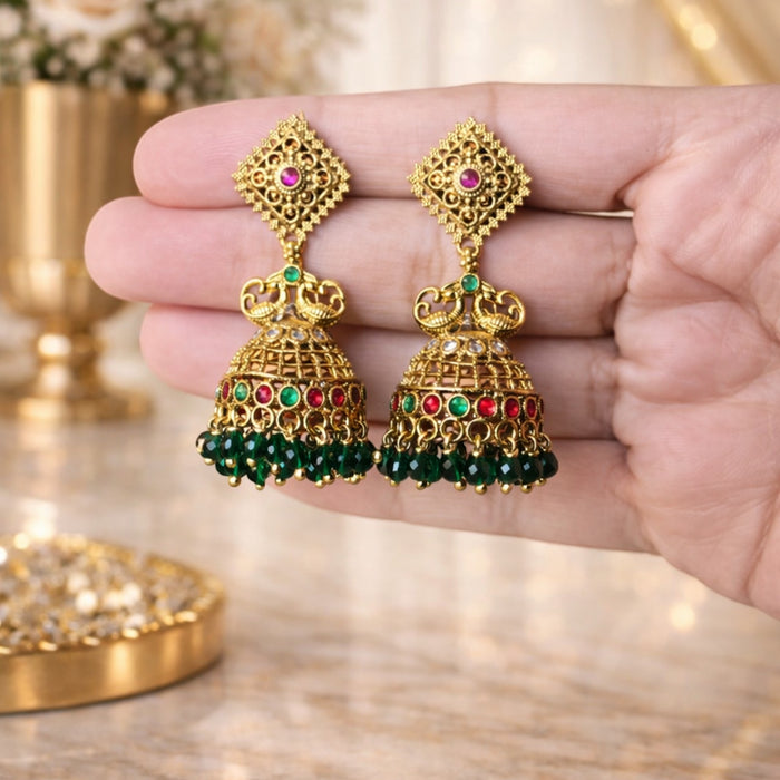 Aroopa Classic Kundan Jhumka Earrings with Pearl Drops