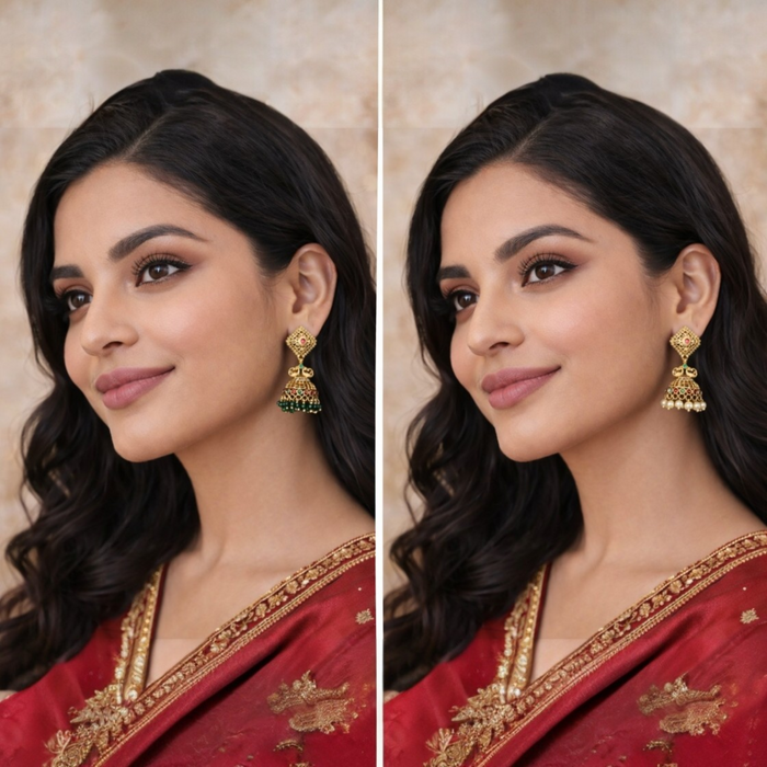 Aroopa Classic Kundan Jhumka Earrings with Pearl Drops